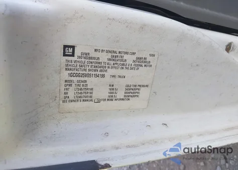 2005 Chevrolet Express z USA, uszkodzony, nr VIN 1GCGG25V051154199